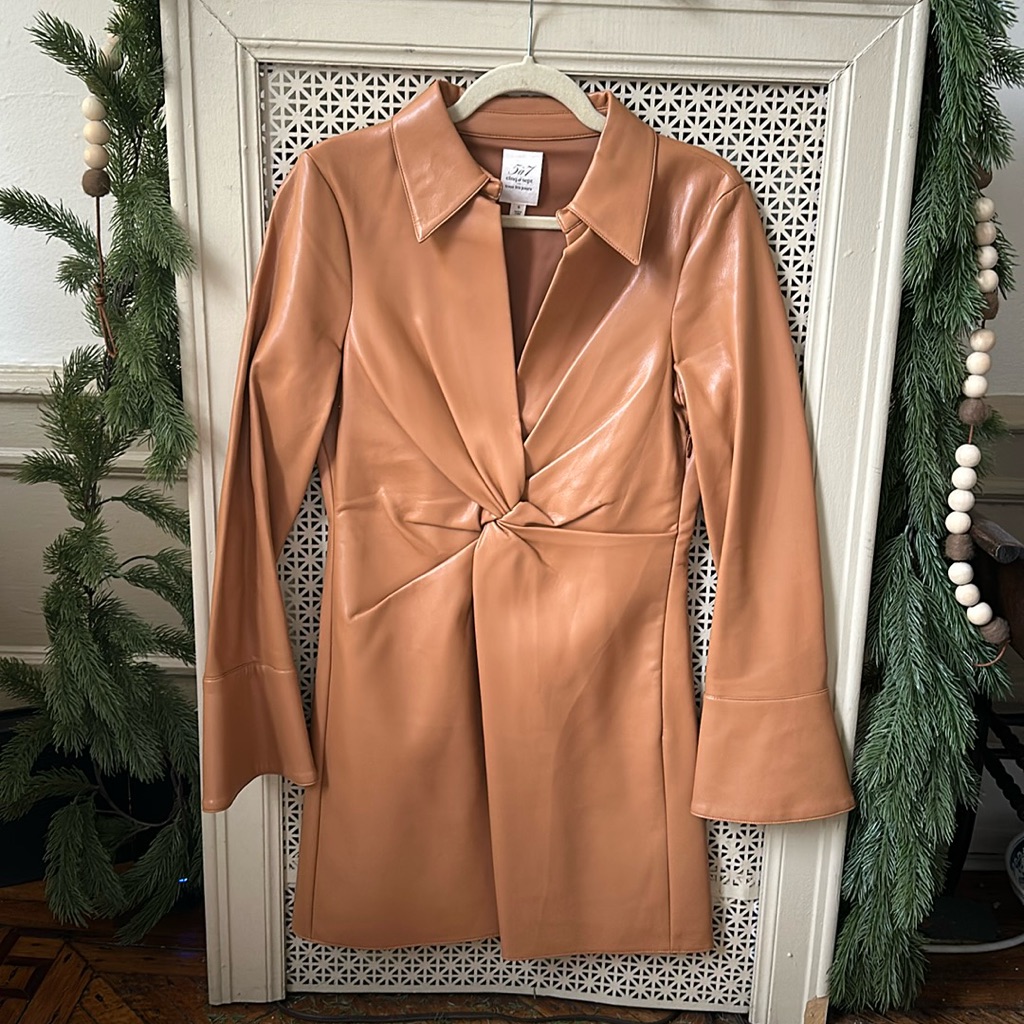 Faux Leather Cinq A Sept Mini Dress